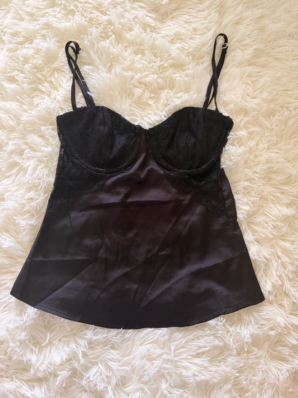White Fox Boutique Black Satin Top